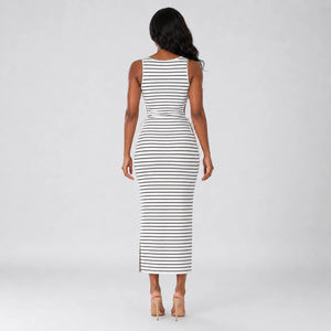 Striped Cutout Midi Dress WHD0606120