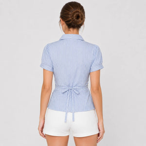 Striped Tie Back Shirt WHD0606123