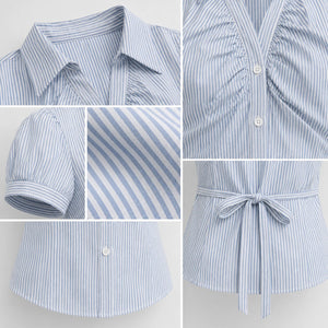 Striped Tie Back Shirt WHD0606123