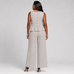Gingham Peplum Pant Set WHD0606127