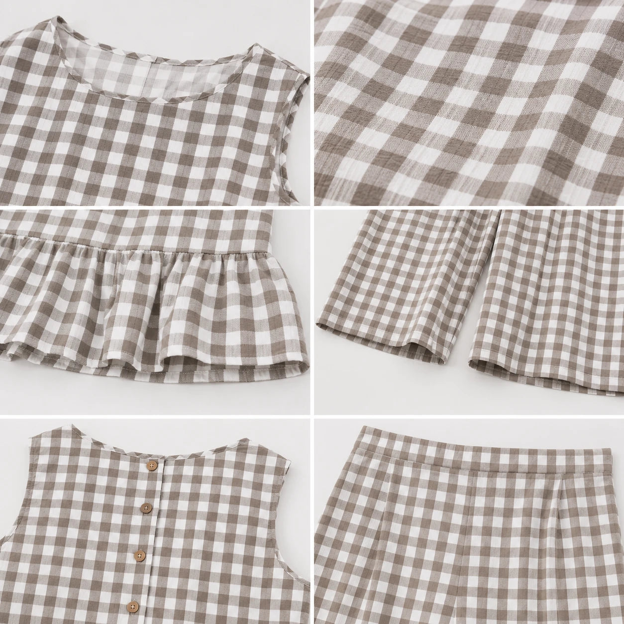 Gingham Peplum Pant Set WHD0606127