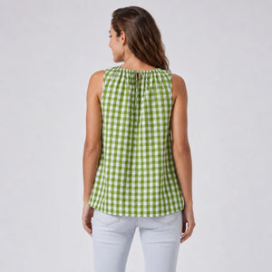 Gingham Tie Back Sleeveless Top WHD0606130