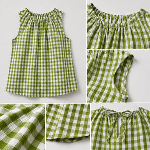 Gingham Tie Back Sleeveless Top WHD0606130