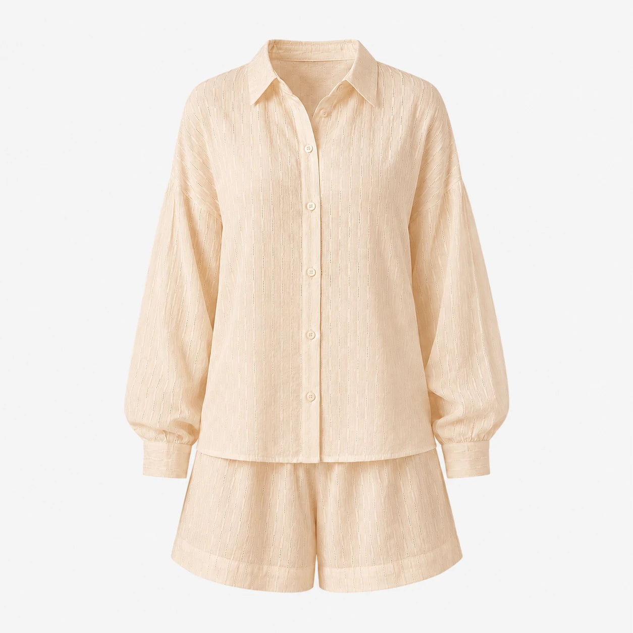 Textured Shirt Shorts Set WHD0606136