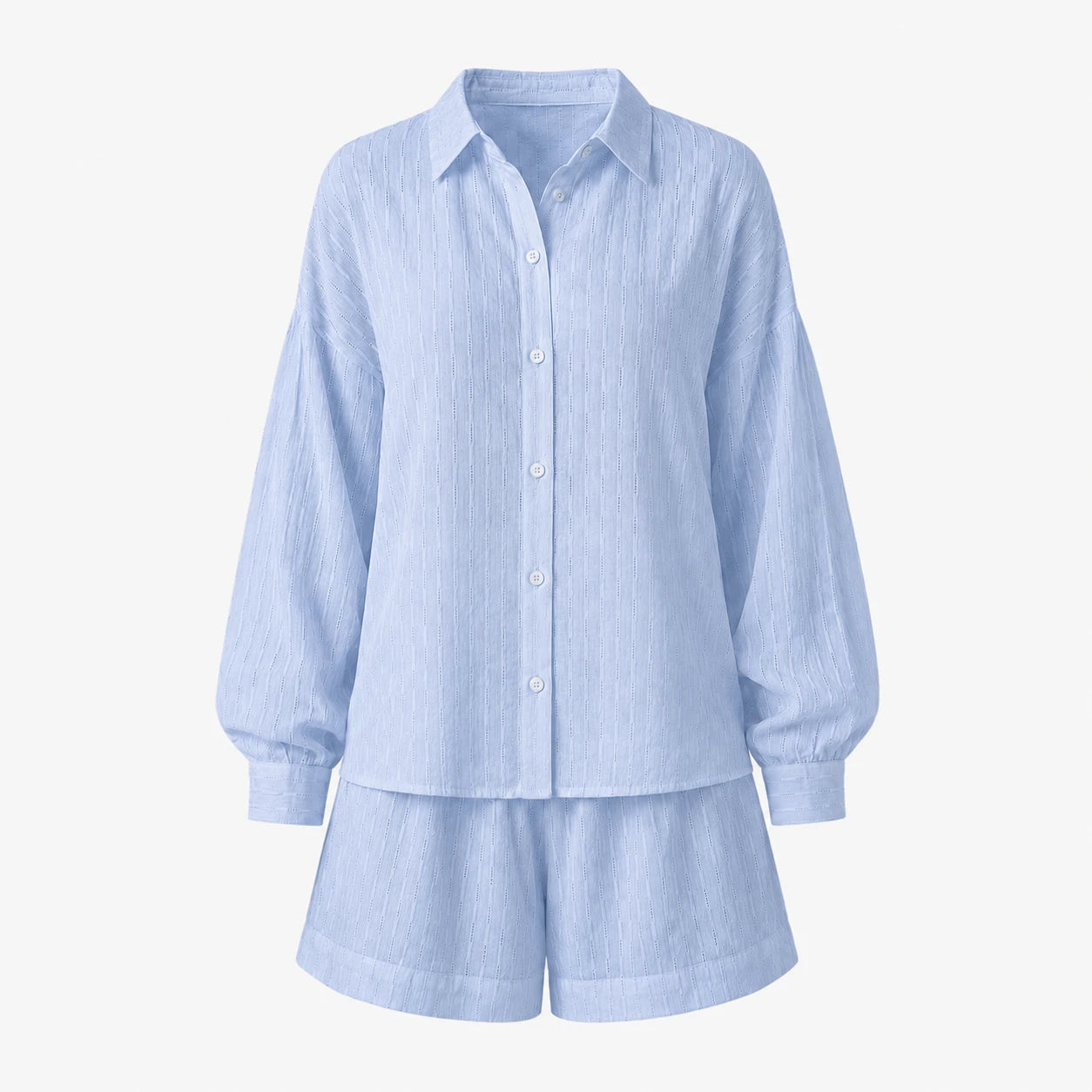 Textured Shirt Shorts Set WHD0606136