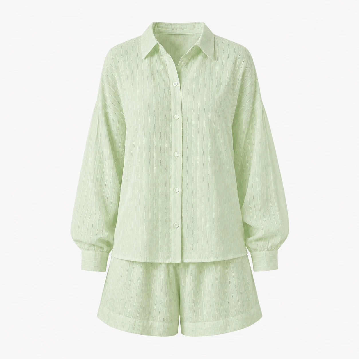 Textured Shirt Shorts Set WHD0606136