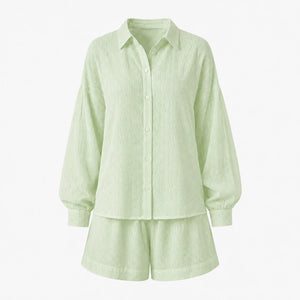 Textured Shirt Shorts Set WHD0606136