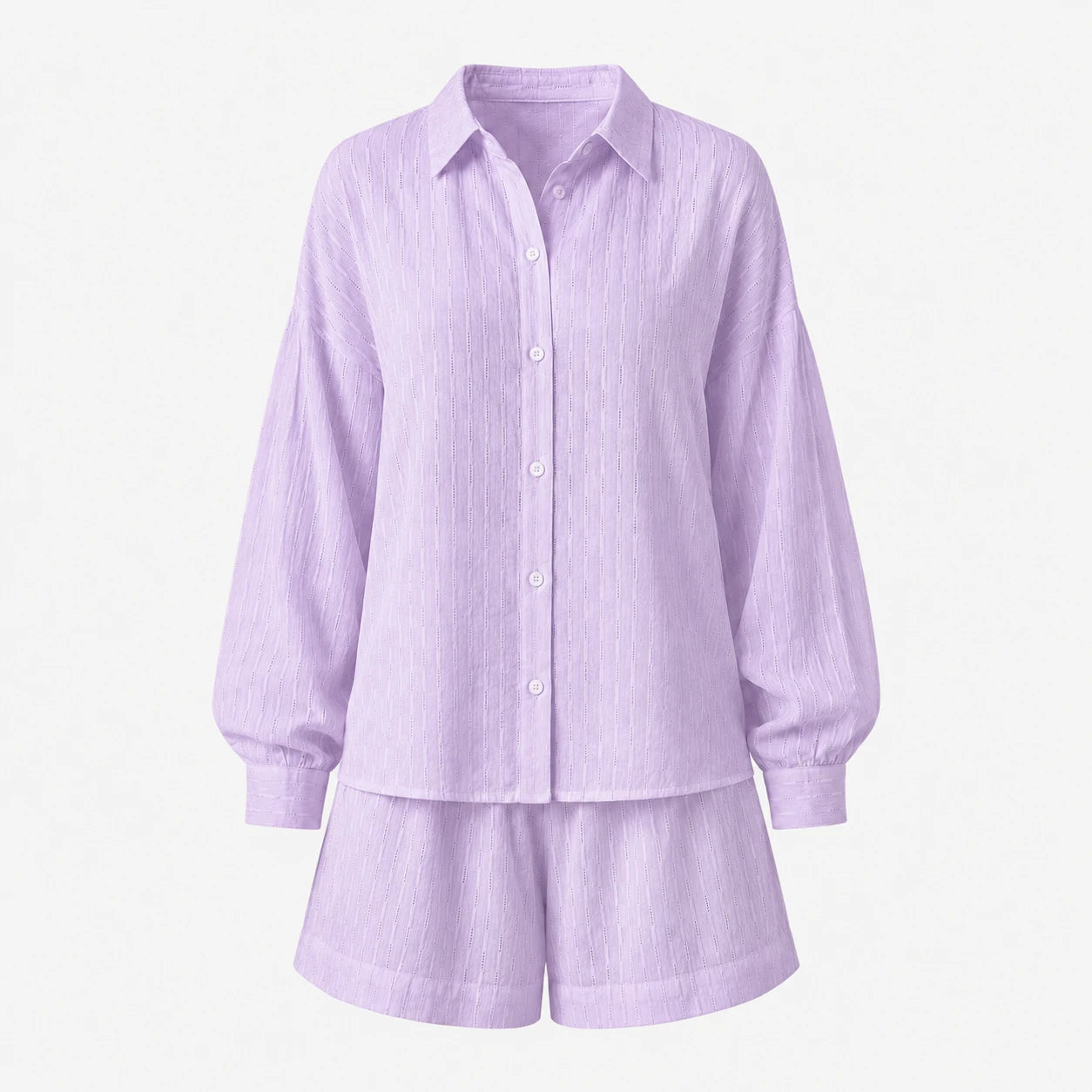 Textured Shirt Shorts Set WHD0606136