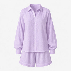 Textured Shirt Shorts Set WHD0606136