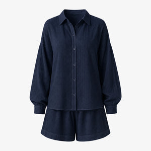 Textured Shirt Shorts Set WHD0606136
