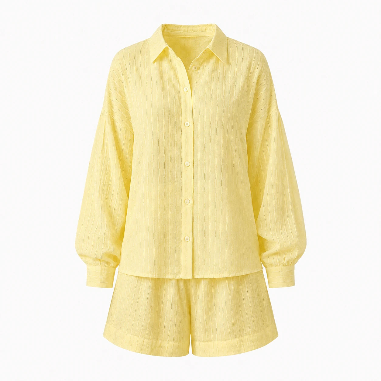 Textured Shirt Shorts Set WHD0606136