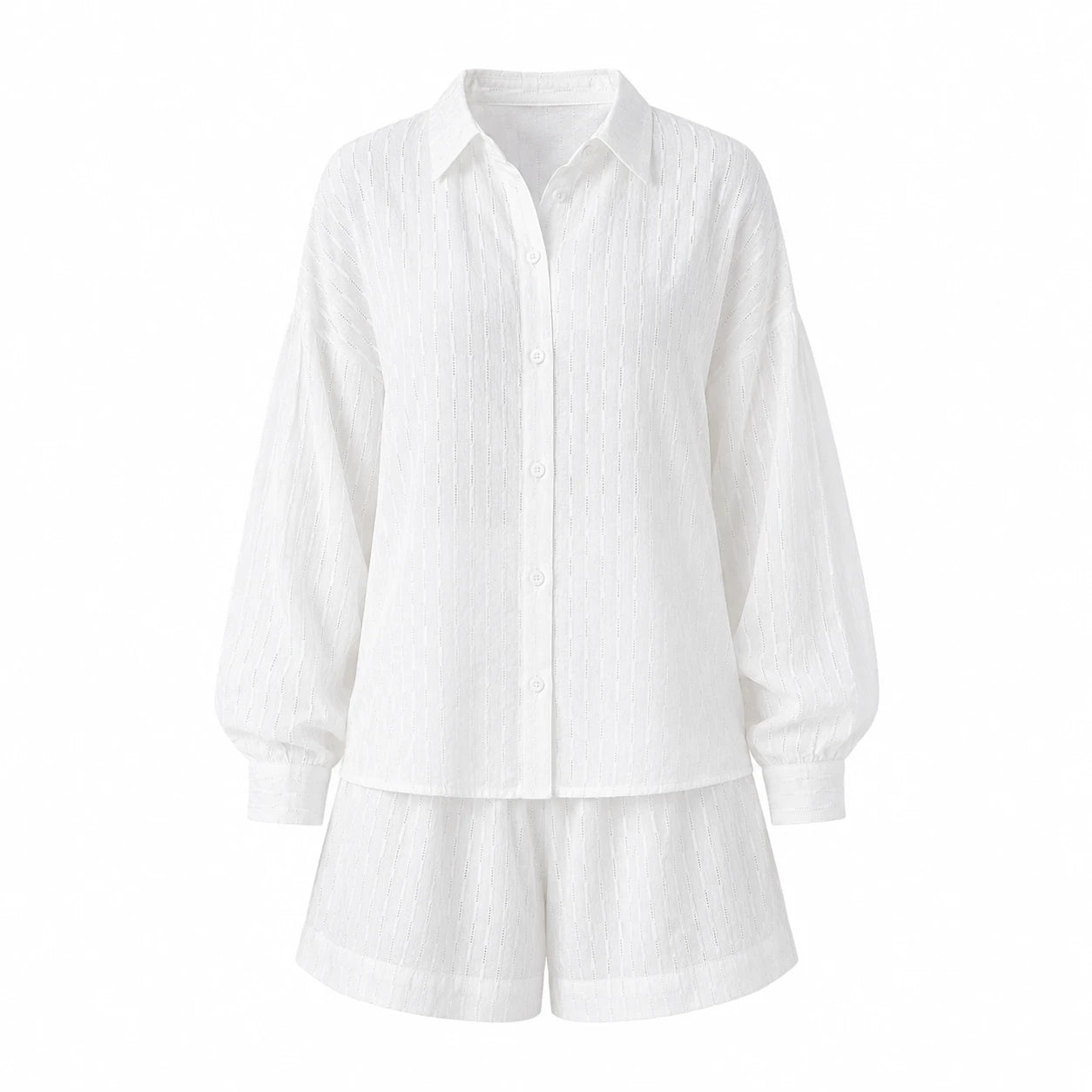 Textured Shirt Shorts Set WHD0606136