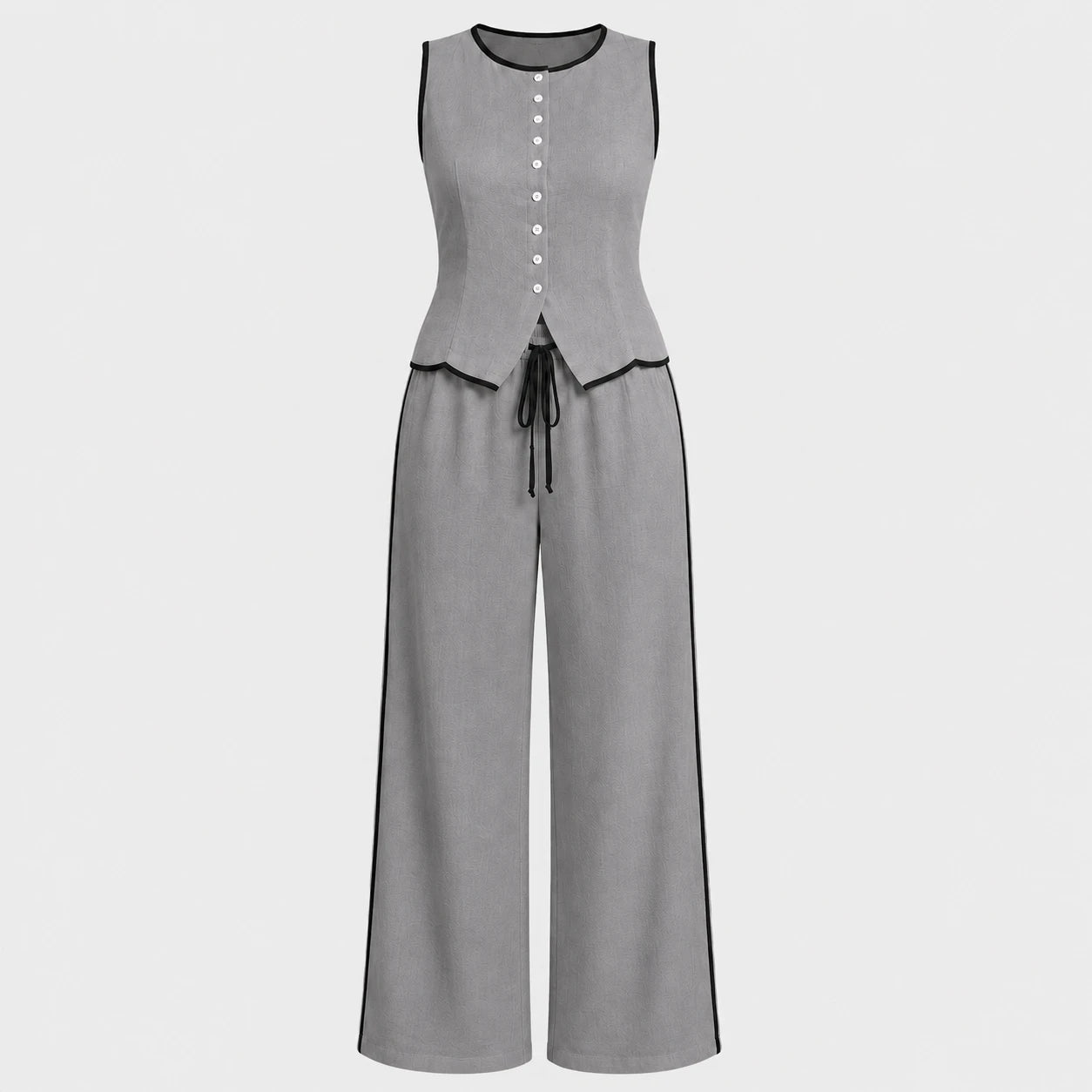 Contrast Trim Wide Leg Set WHD0606137