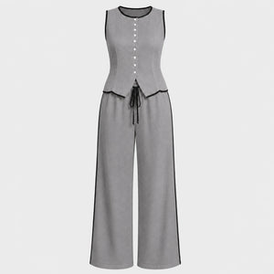 Contrast Trim Wide Leg Set WHD0606137
