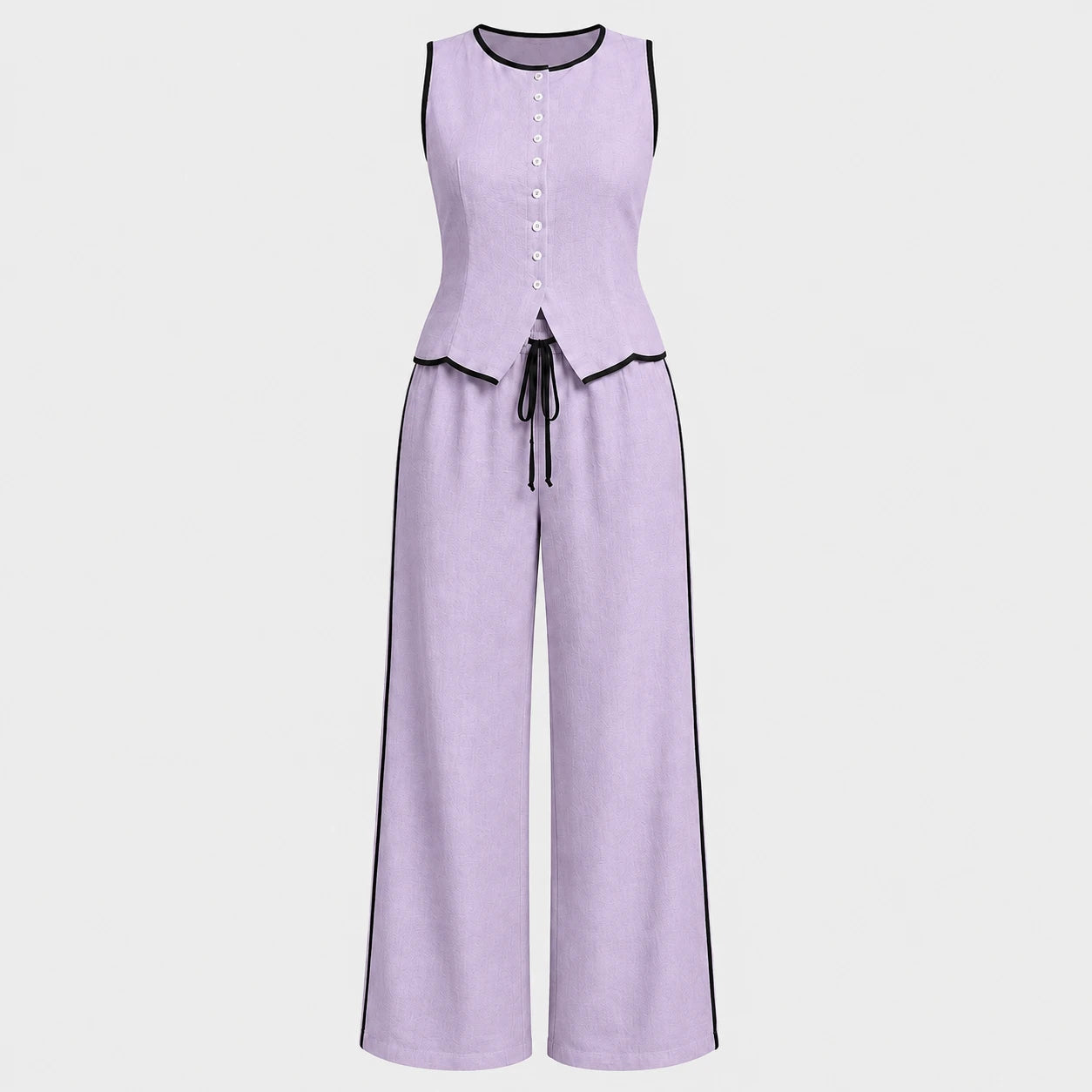 Contrast Trim Wide Leg Set WHD0606137