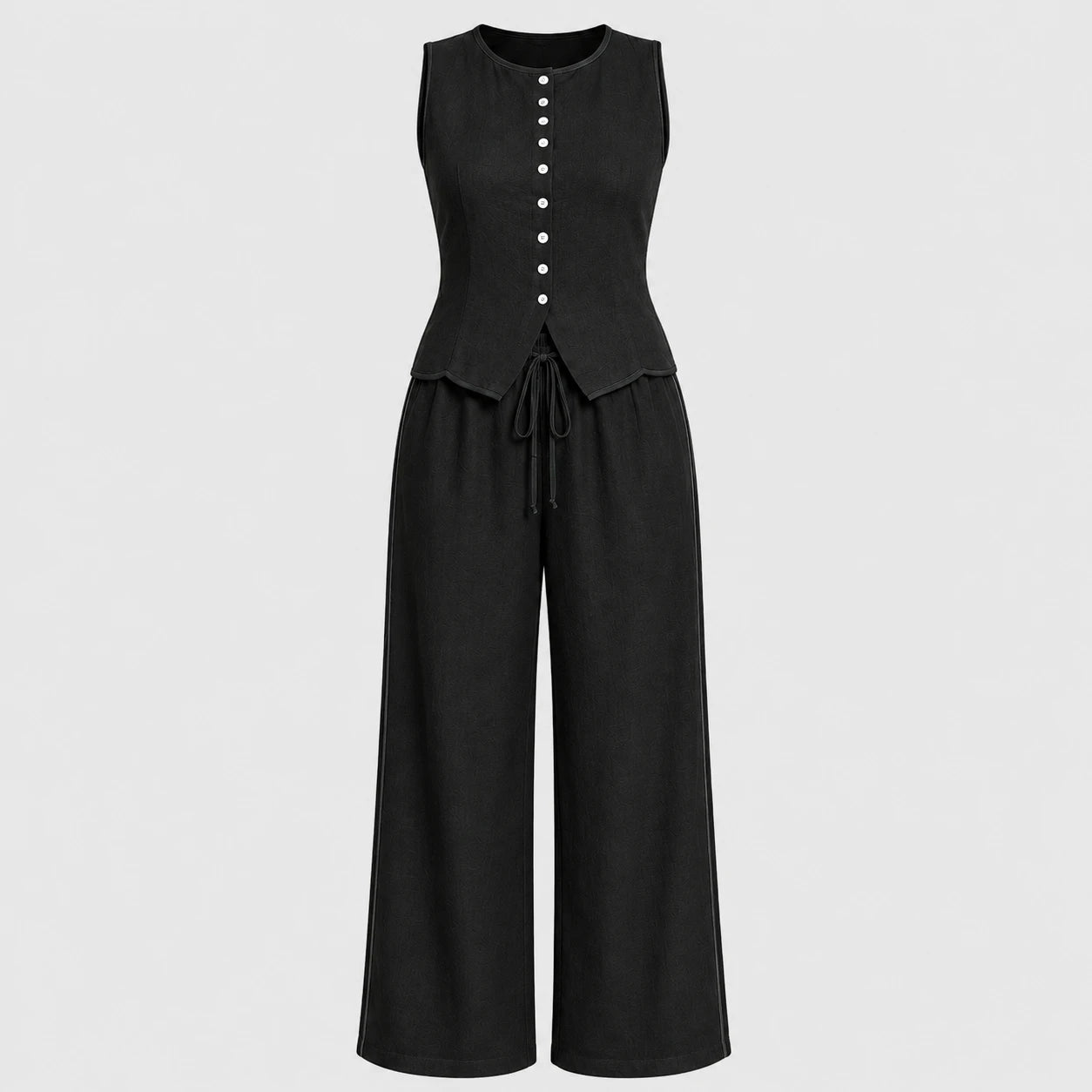Contrast Trim Wide Leg Set WHD0606137