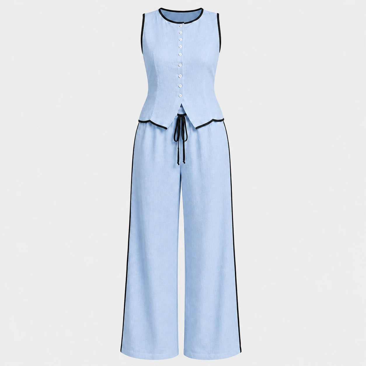 Contrast Trim Wide Leg Set WHD0606137