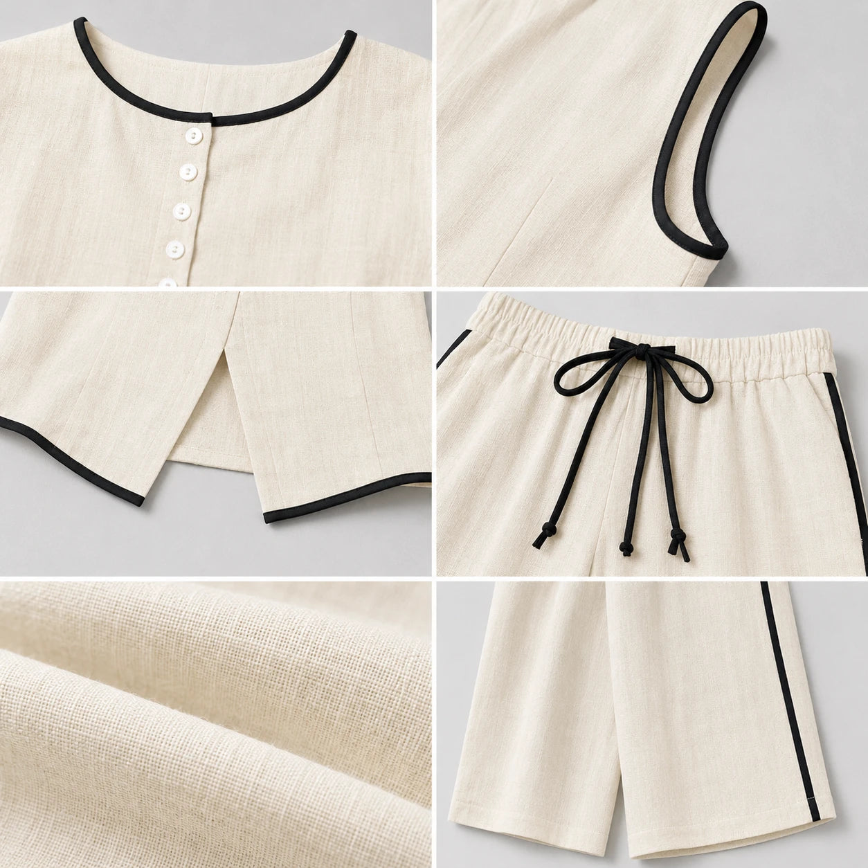 Contrast Trim Wide Leg Set WHD0606137