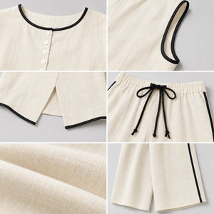 Contrast Trim Wide Leg Set WHD0606137