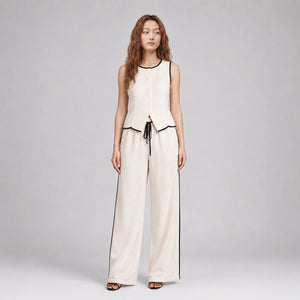 Contrast Trim Wide Leg Set WHD0606137