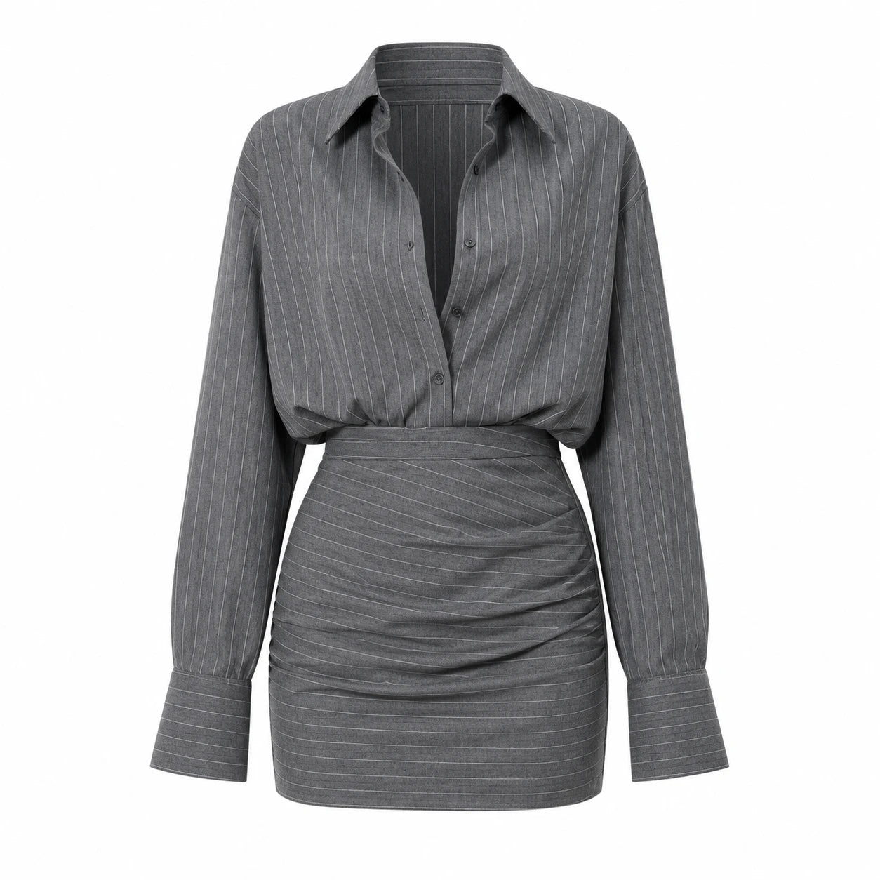 Gray Pinstripe Skirt Set WHD0606138