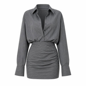Gray Pinstripe Skirt Set WHD0606138