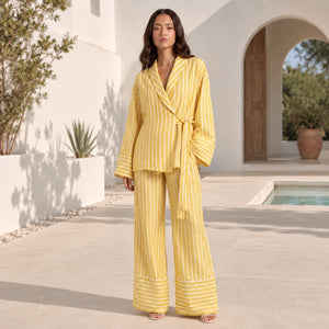 Striped Tie Waist Set WHD0606140