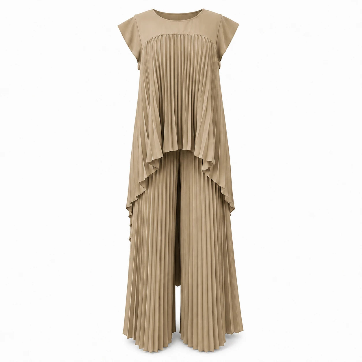 Pleated Overlay Wide Leg Set WHD0606141