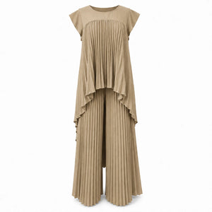Pleated Overlay Wide Leg Set WHD0606141