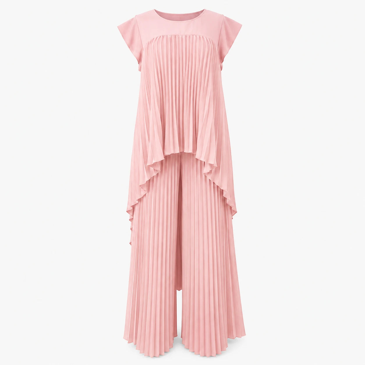 Pleated Overlay Wide Leg Set WHD0606141
