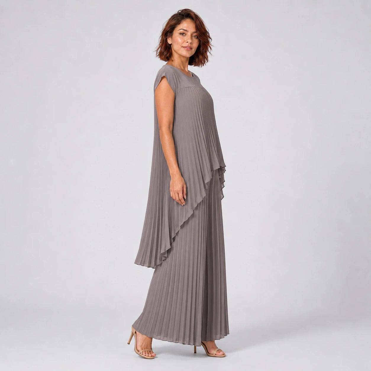 Pleated Overlay Wide Leg Set WHD0606141