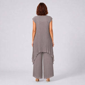 Pleated Overlay Wide Leg Set WHD0606141