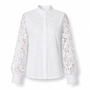 Lace Panel Button Blouse WHD0606142