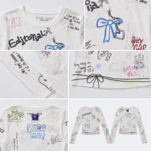 Graffiti Mesh Long Sleeve Top WHD0606144