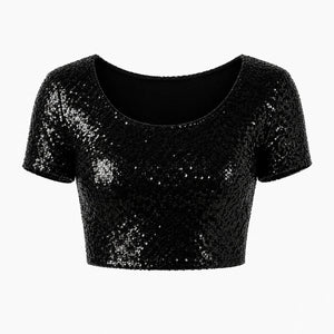 Sequin Short Sleeve Crop Top WHD0606145