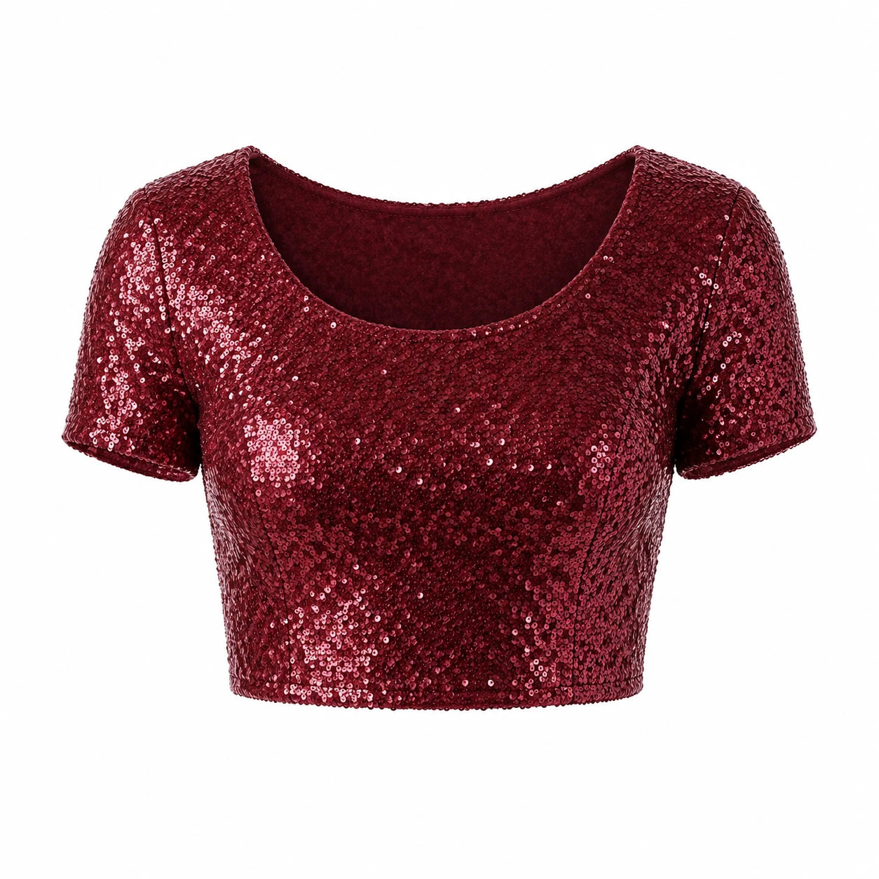 Sequin Short Sleeve Crop Top WHD0606145