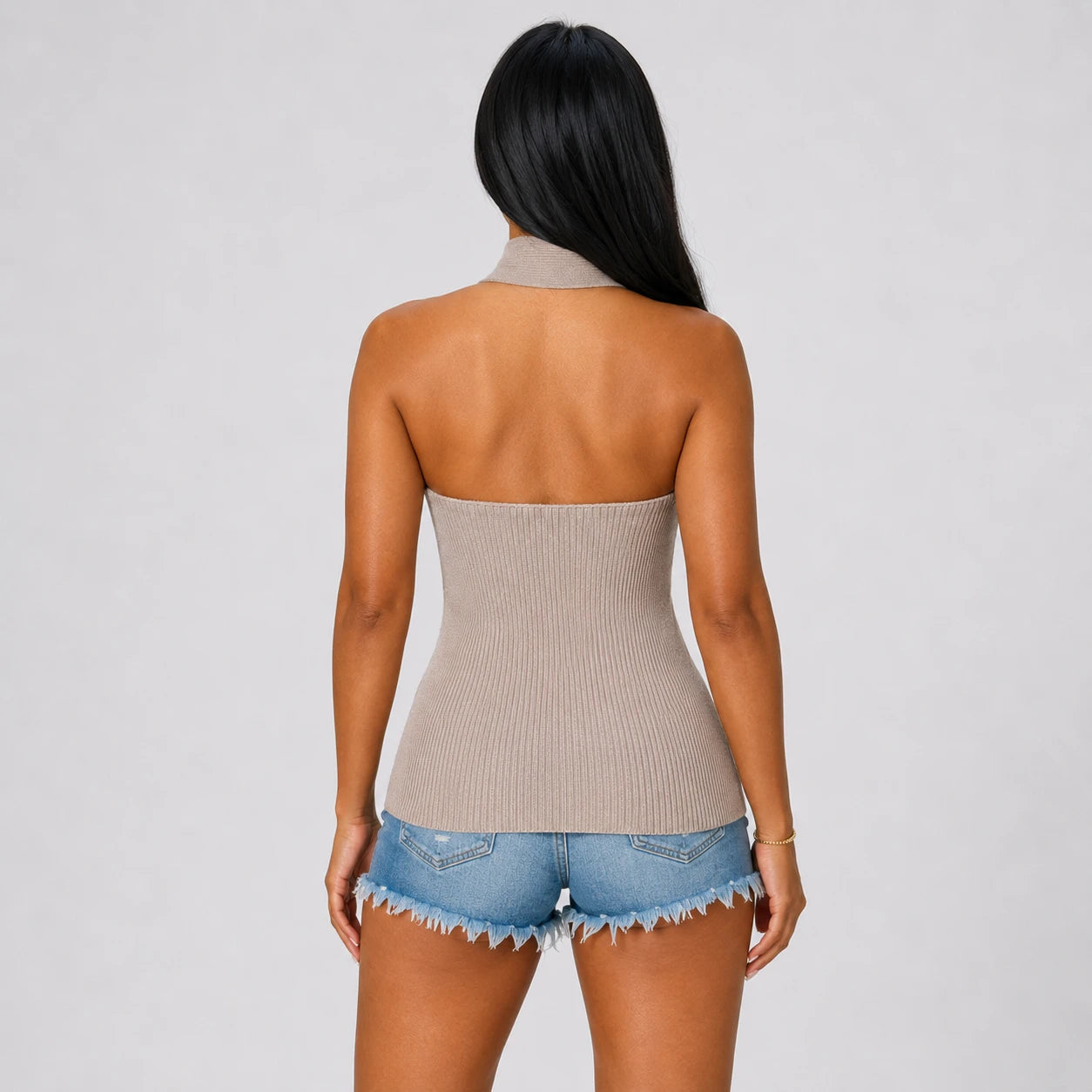 Cross Halter Knit Top WHD0606146