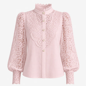 Lace Pearl Button Blouse WHD0606148