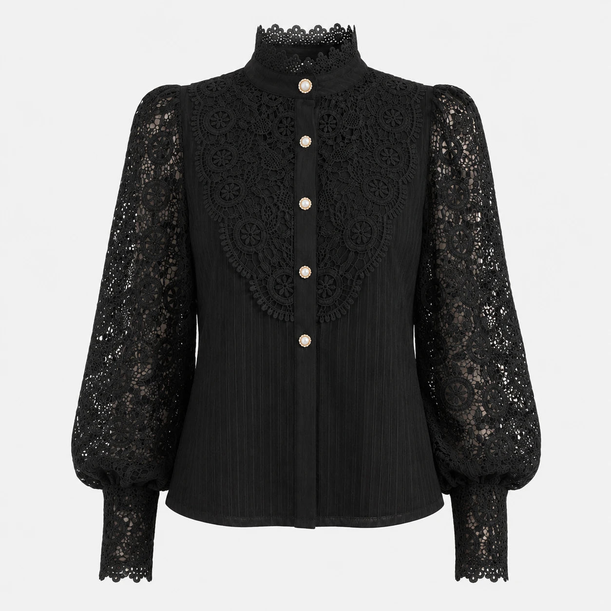 Lace Pearl Button Blouse WHD0606148
