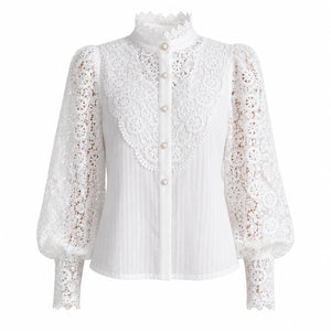 Lace Pearl Button Blouse WHD0606148