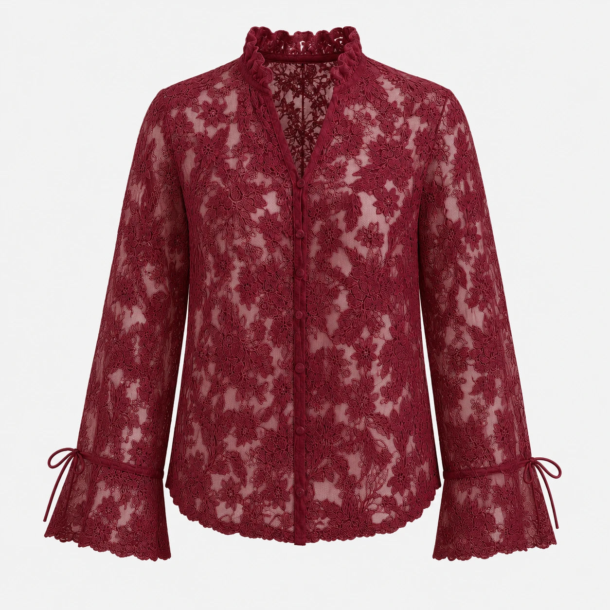 Floral Lace Button Blouse WHD0606149