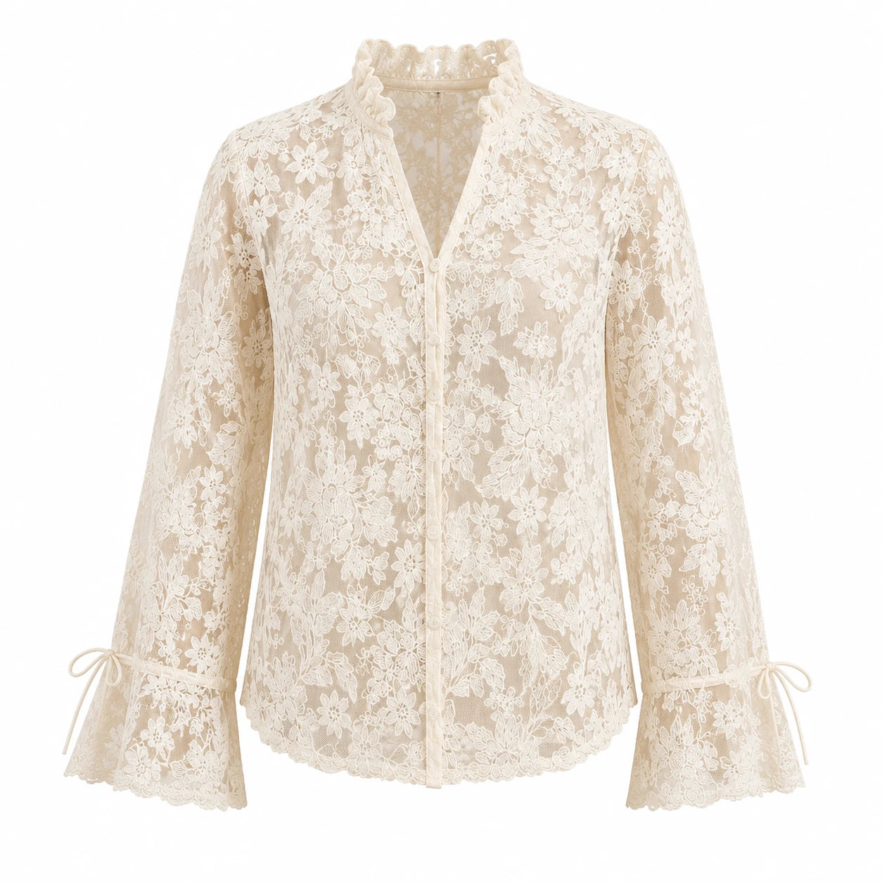 Floral Lace Button Blouse WHD0606149