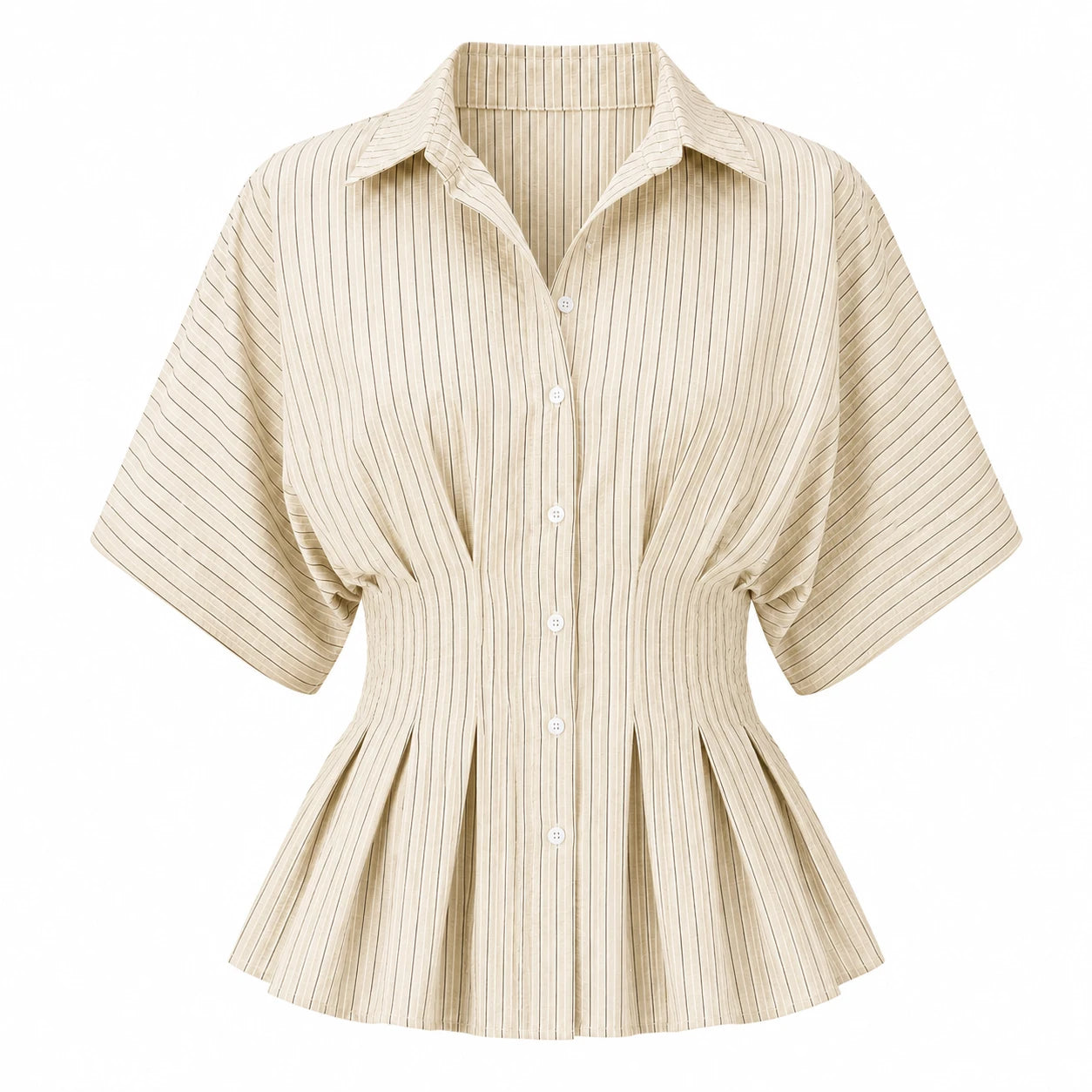 Striped Peplum Shirt Top WHD0606150