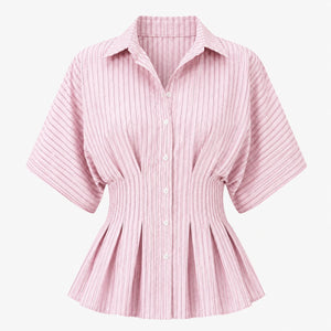 Striped Peplum Shirt Top WHD0606150