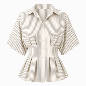 Striped Peplum Shirt Top WHD0606150