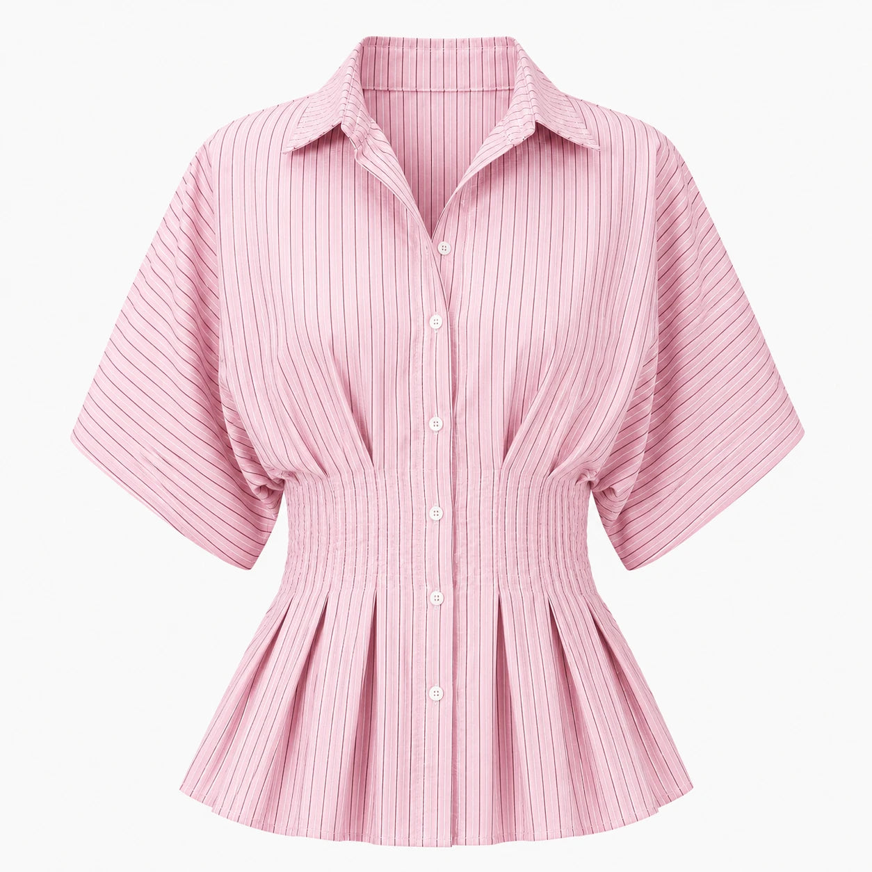 Striped Peplum Shirt Top WHD0606150
