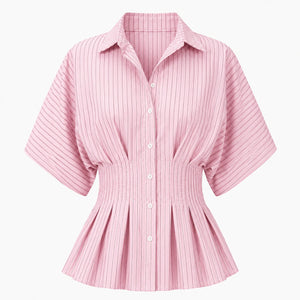Striped Peplum Shirt Top WHD0606150