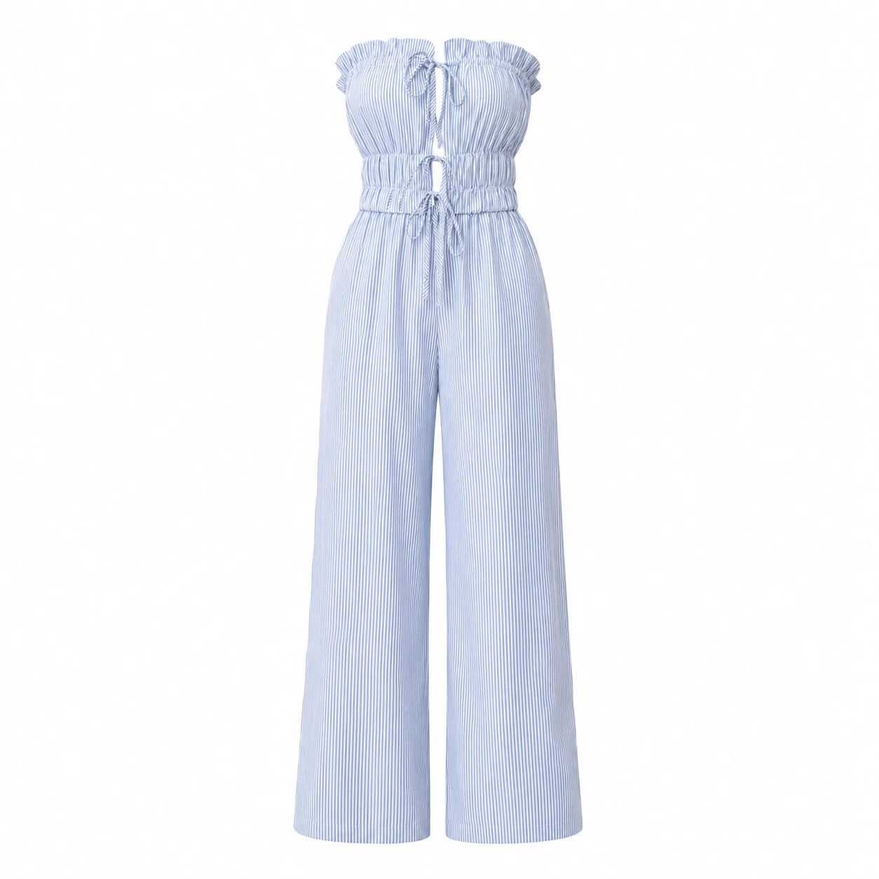 Striped Strapless Wide Leg Jumpsuit WHD0606156