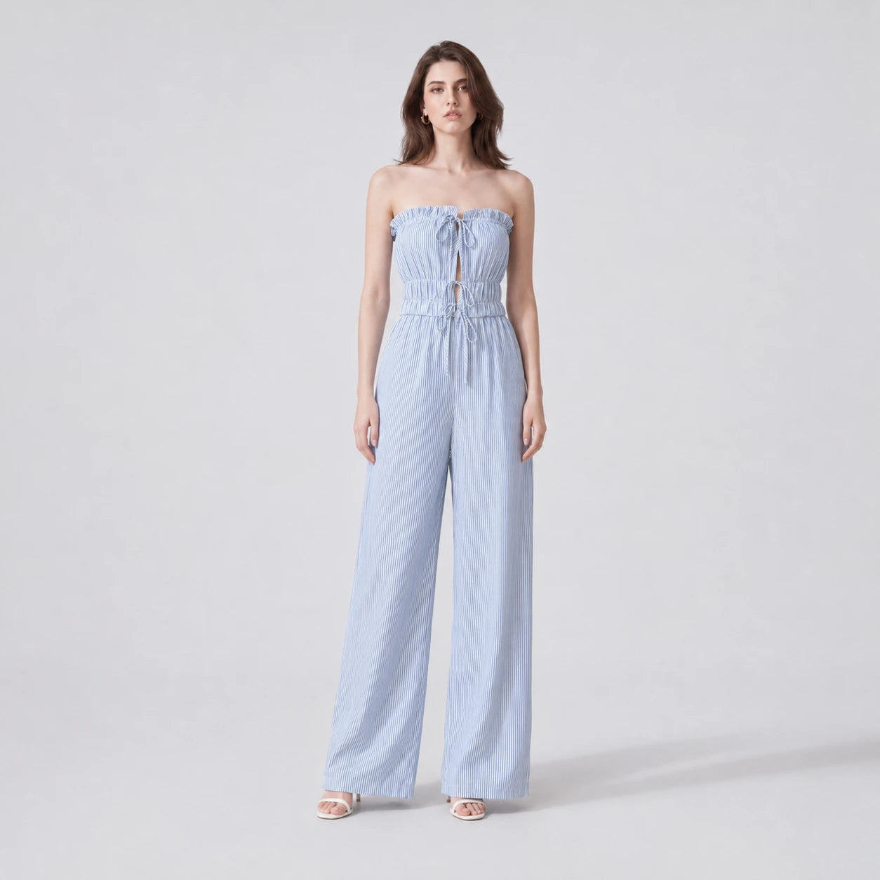 Striped Strapless Wide Leg Jumpsuit WHD0606156