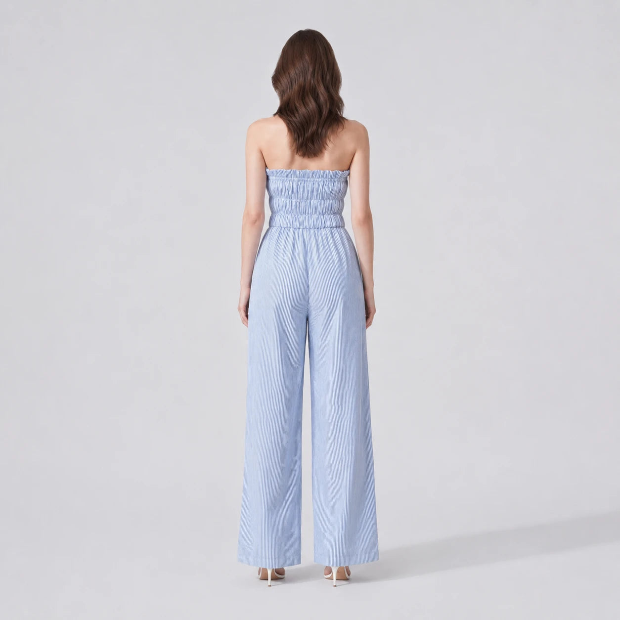 Striped Strapless Wide Leg Jumpsuit WHD0606156
